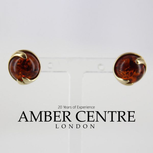 Italian Made Elegant Exquisite German Baltic Amber Studs In 9ct Gold GS0010 RRP£225!!!