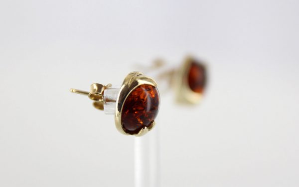 Italian Made Elegant Exquisite German Baltic Amber Studs In 9ct Gold GS0010 RRP£225!!!