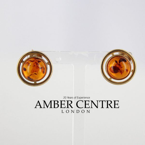 Italian Handmade German Baltic Amber Studs In 9ct Gold GS0011 RRP£275!!!