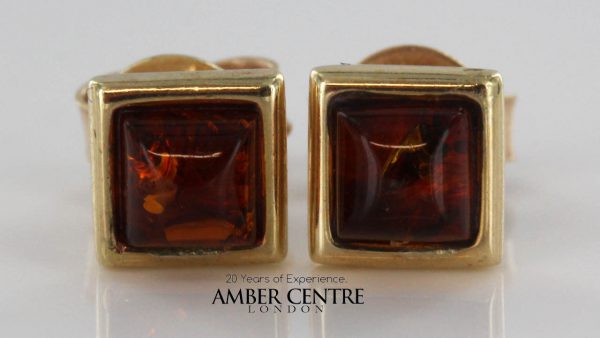 Italian Made German Baltic Amber Stud Earrings in 9ct Gold GS0020 RRP£125!!!