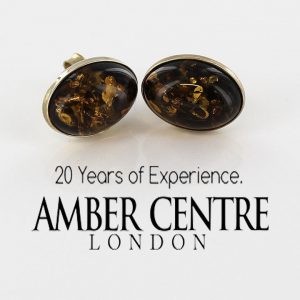 Italian Made Unique Green German Baltic Amber Studs 9ct Solid Gold GS0023G RRP £225!!!