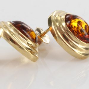 ITALIAN MADE UNIQUE GERMAN AMBER STUD EARRINGS IN 9 CT Solid GOLD GS0033 RRP£275!!!