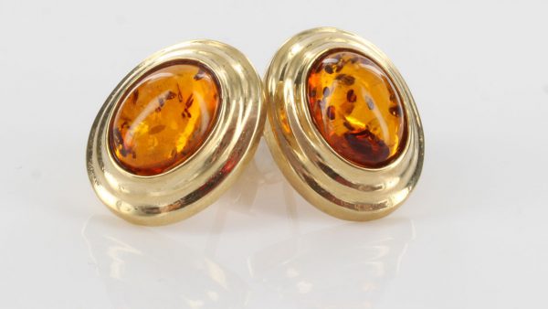 ITALIAN MADE UNIQUE GERMAN AMBER STUD EARRINGS IN 9 CT Solid GOLD GS0033 RRP£275!!!
