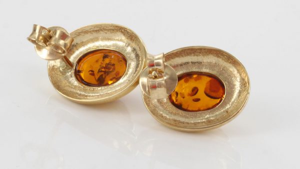 ITALIAN MADE UNIQUE GERMAN AMBER STUD EARRINGS IN 9 CT Solid GOLD GS0033 RRP£275!!!