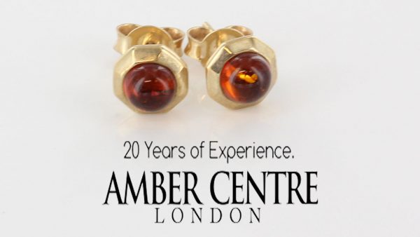 ITALIAN MADE GERMAN BALTIC AMBER STUD EARRINGS IN 9CT GOLD GS0034 RRP£125!!!