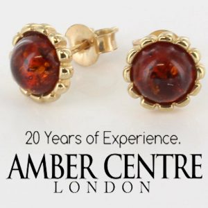 Italian Made Unique German Baltic Amber Studs In 9ct Solid Gold GS0040 RRP£175!!!