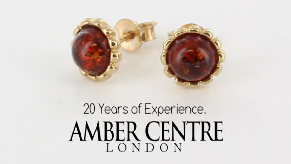 Italian Made Unique German Baltic Amber Studs In 9ct Solid Gold GS0040 RRP£175!!!