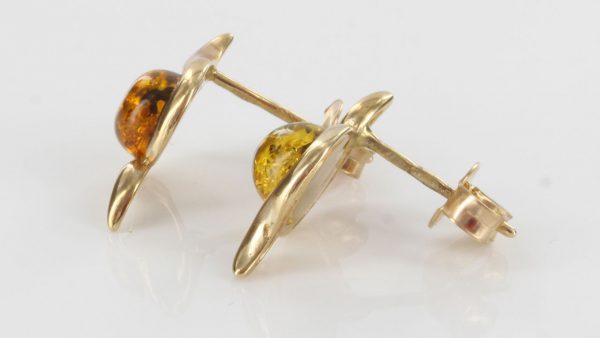 Italian Made Green German Baltic Amber Stud Earrings In 9 ct Gold GS0043G RRP£165!!!