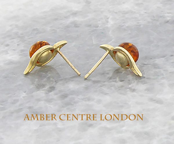 Italian Made German Baltic Amber Swirl Stud Earrings In 9ct Gold GS0043 RRP£225!!!