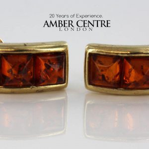 Italian Made Modern German Baltic Amber Studs In 9ct Gold GS0046 RRP£195!!!