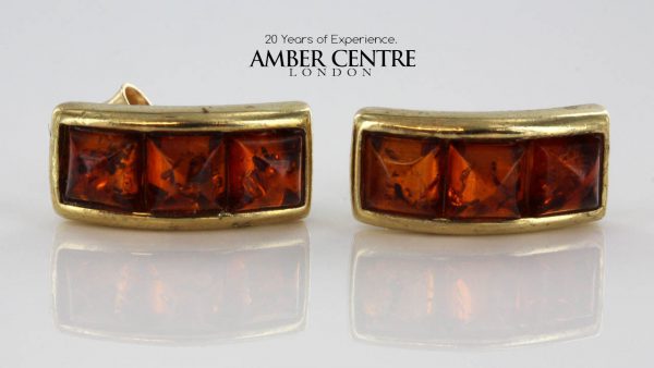 Italian Made Modern German Baltic Amber Studs In 9ct Gold GS0046 RRP£195!!!