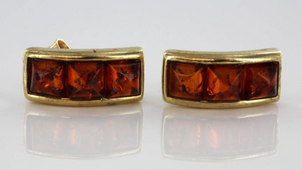 Italian Made Modern German Baltic Amber Studs In 9ct Gold GS0046 RRP£195!!!