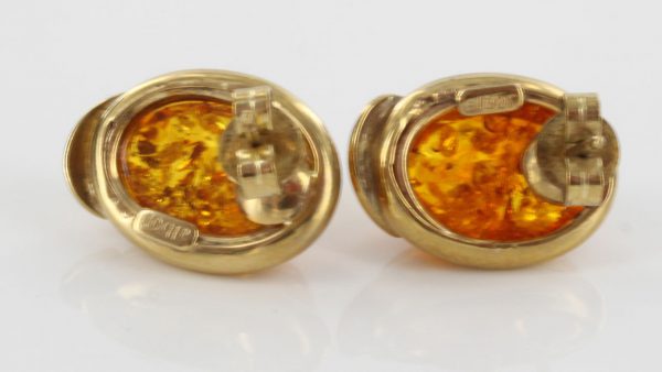 Italian Made Elegant Exquisite German Baltic Amber Studs In 9ct Solid Gold GS0048 RRP£295!!!