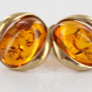 Italian Made Unique German Amber Stud Earrings In 9ct Solid Gold GS0055 RRP £225!!!