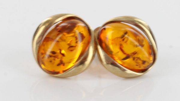 Italian Made Unique German Amber Stud Earrings In 9ct Solid Gold GS0055 RRP £225!!!