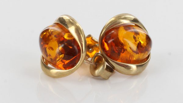 Italian Made Unique German Amber Stud Earrings In 9ct Solid Gold GS0055 RRP £225!!!