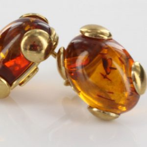 Italian Handmade German Baltic Amber Stud Earrings 9ct Solid Gold GS0056 RRP£275!!!