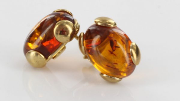 Italian Handmade German Baltic Amber Stud Earrings 9ct Solid Gold GS0056 RRP£275!!!