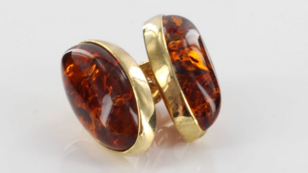 Italian Handmade German Amber Stud Earrings In 9ct Solid Gold GS0058 RRP £295!!!