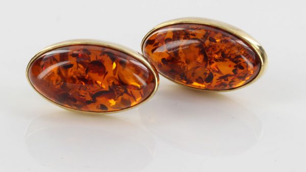 Italian Handmade German Amber Stud Earrings In 9ct Solid Gold GS0058 RRP £295!!!