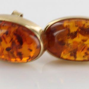 Italian Made Unique German Amber Stud Earrings In 9 Ct Solid Gold GS0059 RRP £325!!!