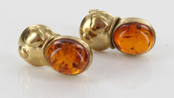 Italian Made "LOVE" German Amber Stud Earrings In 9 Ct Solid Gold GS0068 RRP £295!!!