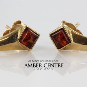 Italian Made Unique German Baltic Amber In 9ct Gold Studs GS0079 RRP£195!!!
