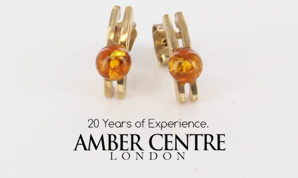 Italian Made Unique German Baltic Amber Set In 9ct Gold Studs GS0084 RRP£175!!!