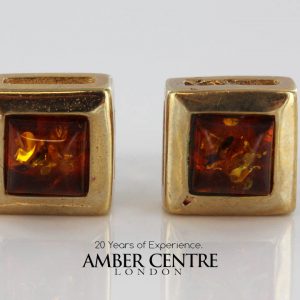 Italian Made Unique German Baltic Amber Studs 9ct Solid Gold GS0089 RRP £175!!!