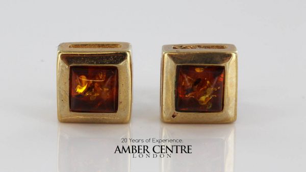 Italian Made Unique German Baltic Amber Studs 9ct Solid Gold GS0089 RRP £175!!!