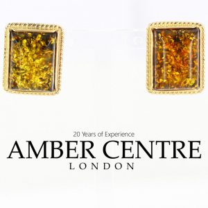 Italian Made Large German Green Baltic Amber Studs 9ct solid Gold GS0135G RRP £425!!!