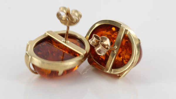 Italian Made Unique German Baltic Amber Studs In 9ct Solid Gold GS0142 RRP£395!!!