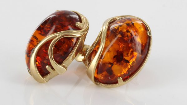 Italian Made Unique German Baltic Amber Studs In 9ct Solid Gold GS0142 RRP£395!!!