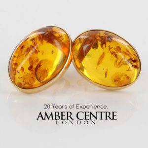 Italian Hand Made German Genuine Baltic Amber 18ct Solid Gold Studs GS0198 RRP£795!!!