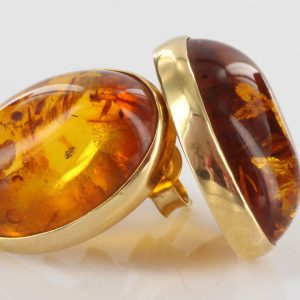Italian Hand Made German Genuine Baltic Amber 18ct Solid Gold Studs GS0198 RRP£795!!!