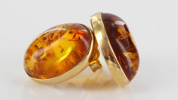 Italian Hand Made German Genuine Baltic Amber 18ct Solid Gold Studs GS0198 RRP£795!!!