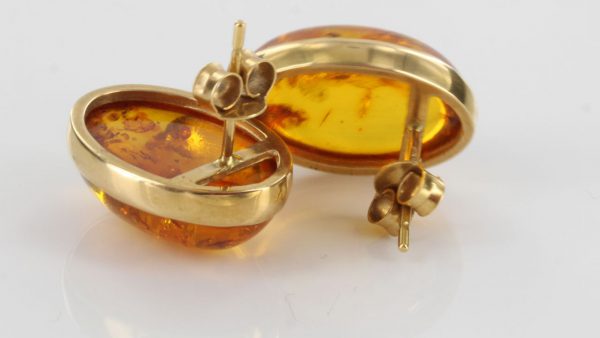 Italian Hand Made German Genuine Baltic Amber 18ct Solid Gold Studs GS0198 RRP£795!!!