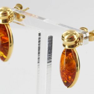 Italian Hand Made German Genuine Baltic Amber 18ct Solid Gold Studs GS0200 RRP£795!!!