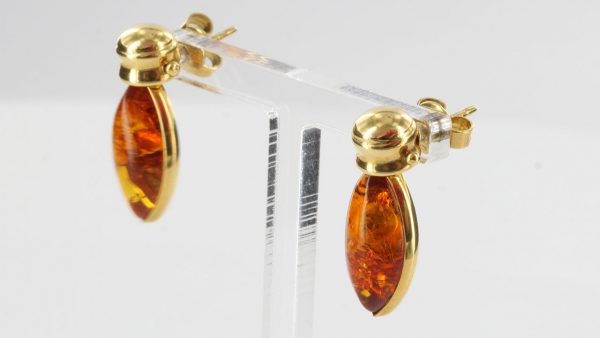 Italian Hand Made German Genuine Baltic Amber 18ct Solid Gold Studs GS0200 RRP£795!!!