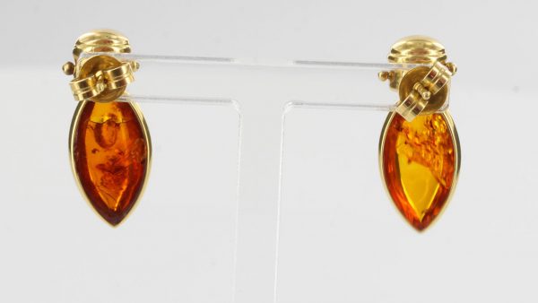 Italian Hand Made German Genuine Baltic Amber 18ct Solid Gold Studs GS0200 RRP£795!!!