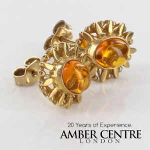 Italian Made Elegant Unique German Baltic Amber Studs 9ct Solid Gold GS0250 RRP£295!!!