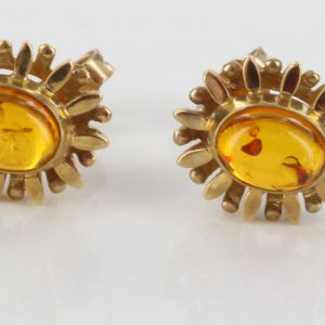 Italian Made Elegant Unique German Baltic Amber Studs 9ct Solid Gold GS0250 RRP£295!!!