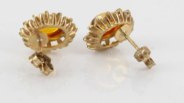 Italian Made Elegant Unique German Baltic Amber Studs 9ct Solid Gold GS0250 RRP£295!!!