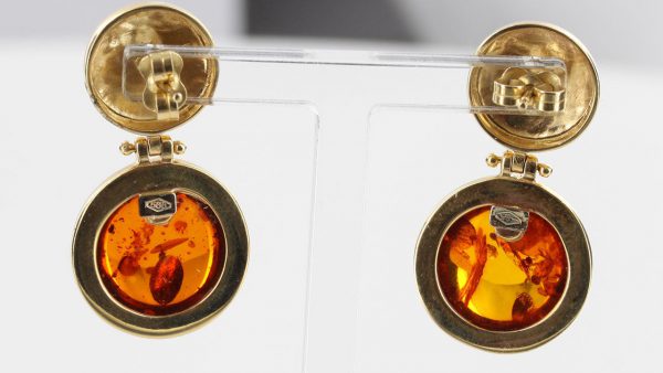 Italian Handmade German Baltic Amber 14ct Gold Stud Drop Earrings GE0385 RRP£1000!!!