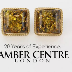 Italian Made German Large Green Baltic Amber Studs 9ct Gold GS0136G RRP £325!!!