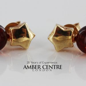 Italian Made Fancy Stars German Baltic Amber Studs in 9ct Solid Gold GS0052 RRP£195!!!