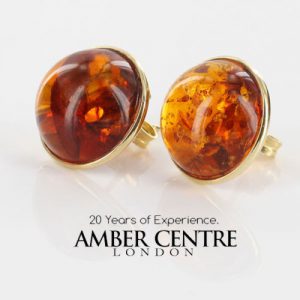 Italian Hand Made Elegant German Baltic Amber Stud Earrings In 14ct Gold GS0559 RRP£495!!!