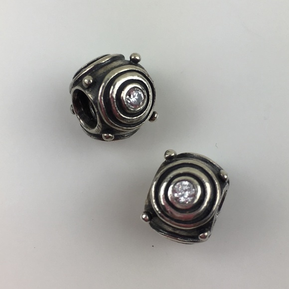 Genuine Pandora Unique Silver ZIRCONIA CIRCLES Charm - 790120CZ RRP£50!!!