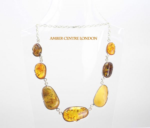 German Baltic Amber Handmade Necklace in 925 Sterling Silver N002 RRP£550!!!