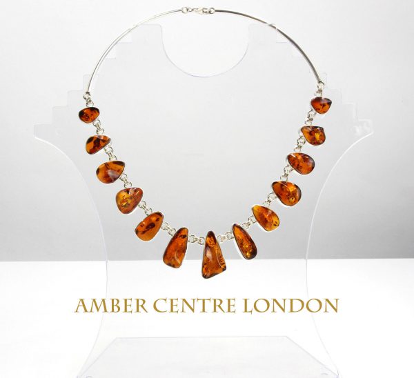 German Baltic Amber Handmade Necklace in 925 Sterling Silver N008 RRP£720!!!